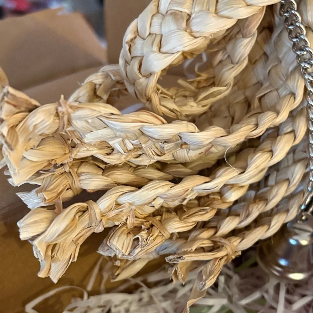 Natural Coconut Bird Toy with Orange Accents
